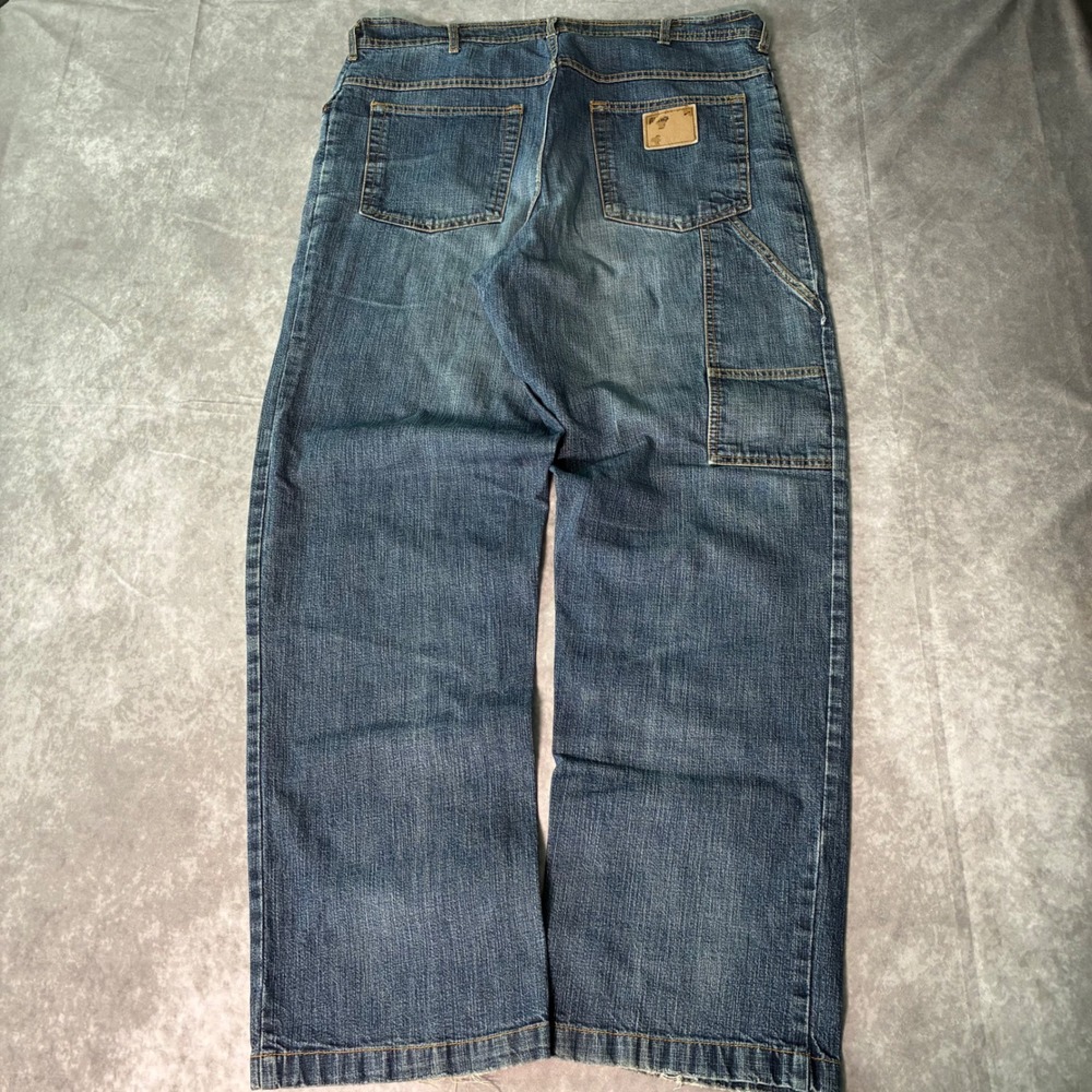 Y2K Genuine Blue Wolf Baggy Mens Carpenter Jeans Blue Denim Wide Leg 38x31